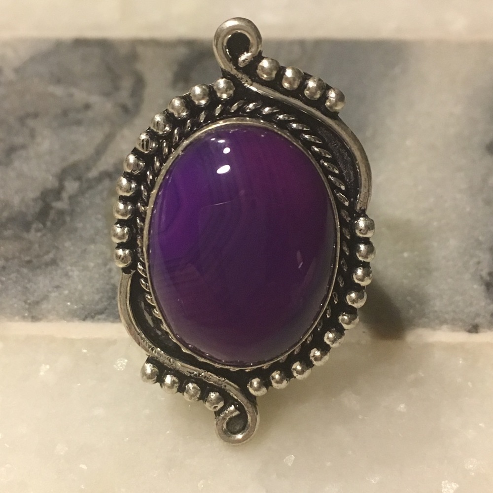 Lovely Purple Botswana Agate Statement Ring